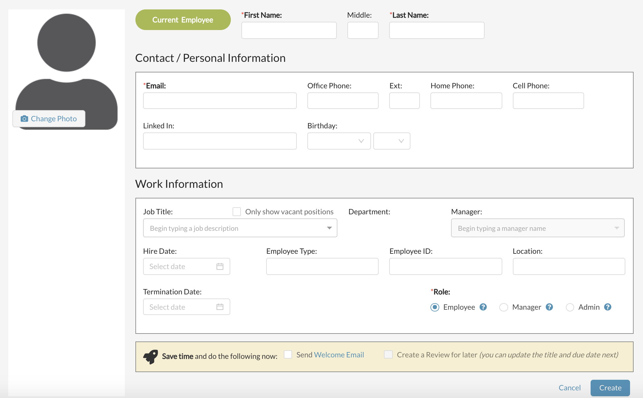 Create / Add a New Employee (or Manager) – Threads